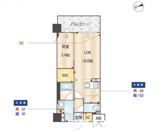 アトリオフラッツ井尻(1LDK/1階)の間取り写真