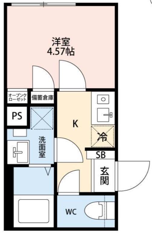 シエル上北沢(1K/2階)の間取り写真