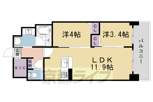 STANDZ西院(2LDK/7階)の間取り写真