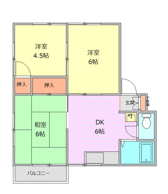 ハイツ内久根 B(3DK/2階)の間取り写真