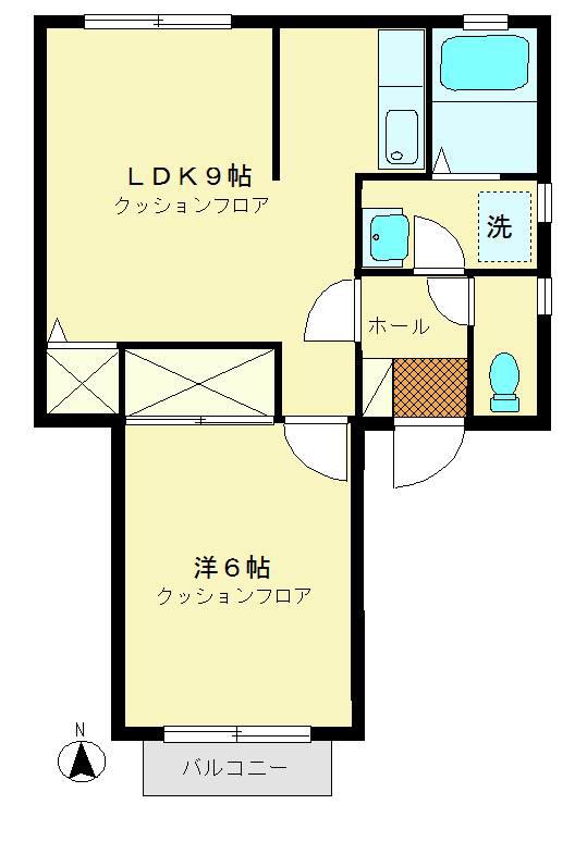 カーサアマリージョ(1LDK/2階)の間取り写真
