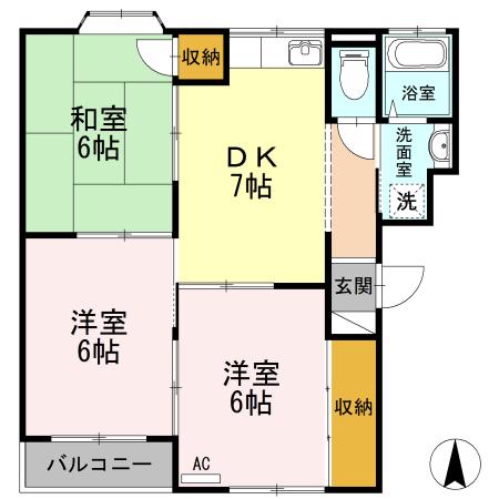ウインズ西葛西B(3DK/2階)の間取り写真