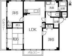 リバティー田寺(3LDK/2階)の間取り写真