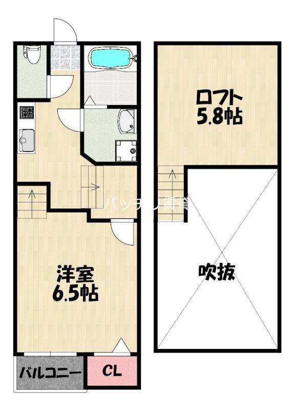 クレオ室見壱番館(1K/1階)の間取り写真