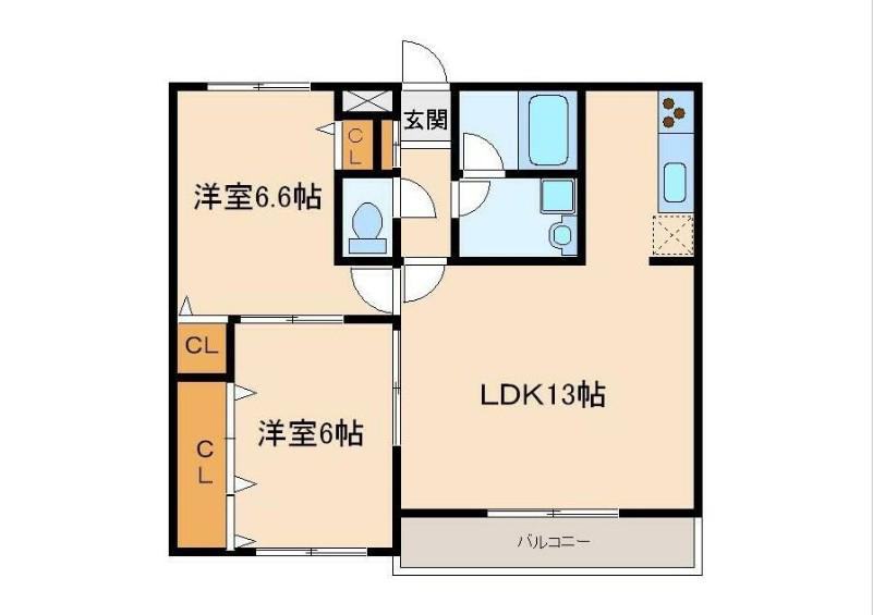 グランドール21(2LDK/2階)の間取り写真
