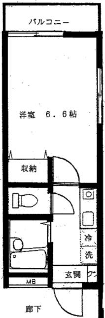 パークサイドハイツ(ワンルーム/2階)の間取り写真