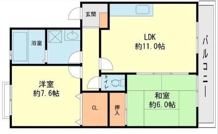 ファミーユII(2LDK/2階)の間取り写真