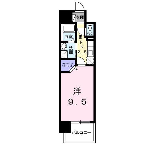 ファミーユ南蛮(1K/4階)の間取り写真