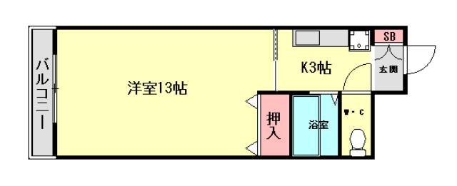 セベラルフォート津田町(1K/2階)の間取り写真
