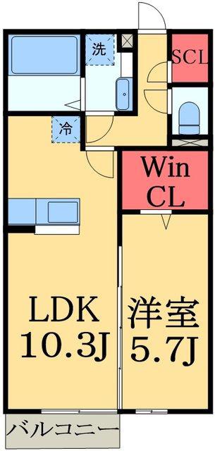 アベニール園生(1LDK/1階)の間取り写真