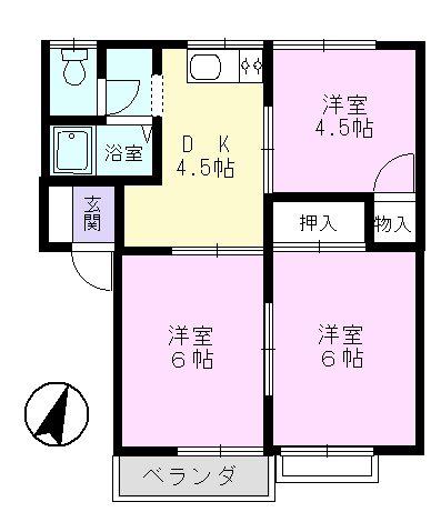 トラッドミホ(3DK/1階)の間取り写真