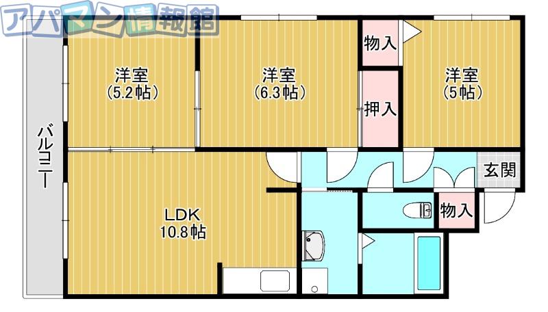 ファミーユ(3LDK/4階)の間取り写真