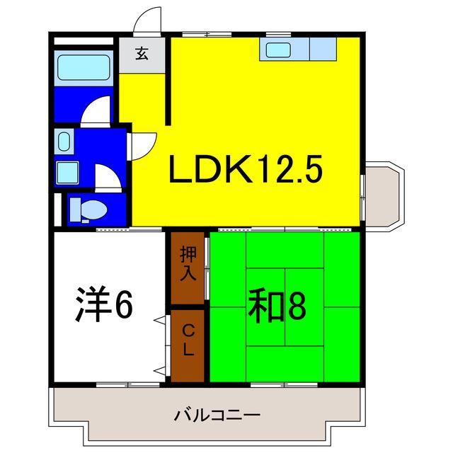 第2 サニーハイツ(2LDK/4階)の間取り写真