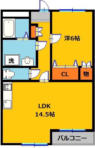 KMフォーリンハイツ(1LDK/3階)の間取り写真