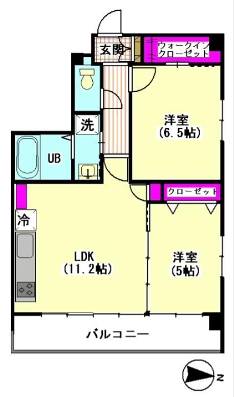 ラフィネブランシュ(2LDK/1階)の間取り写真