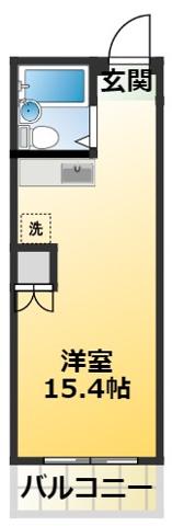 K Sハイツ(ワンルーム/2階)の間取り写真