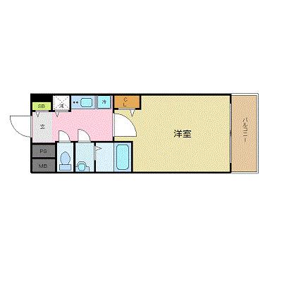プレサンス扇町駅前(1K/13階)の間取り写真