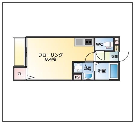 DESTINO東町(ワンルーム/2階)の間取り写真