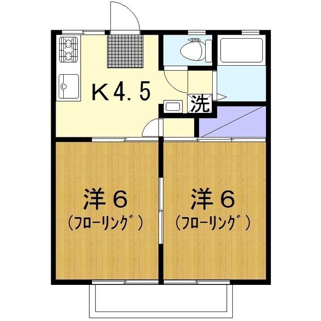 あすかハイツ弐(2K/2階)の間取り写真