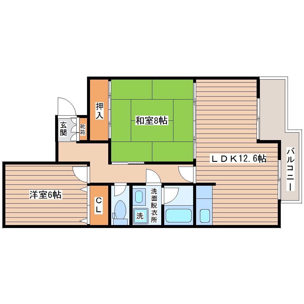 山建II(2LDK/1階)の間取り写真