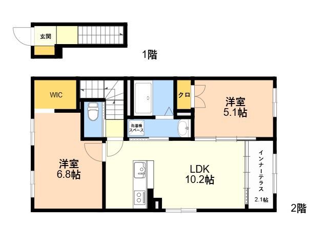 URBAN STAGEA春日1(2LDK/2階)の間取り写真