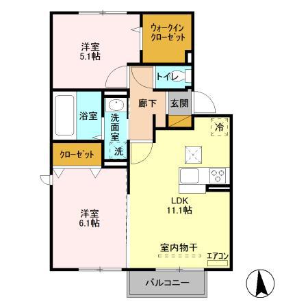 ゼピュロス学園の森 P(2LDK/1階)の間取り写真