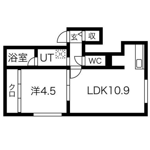 ラシュエット菊水(1LDK/3階)の間取り写真