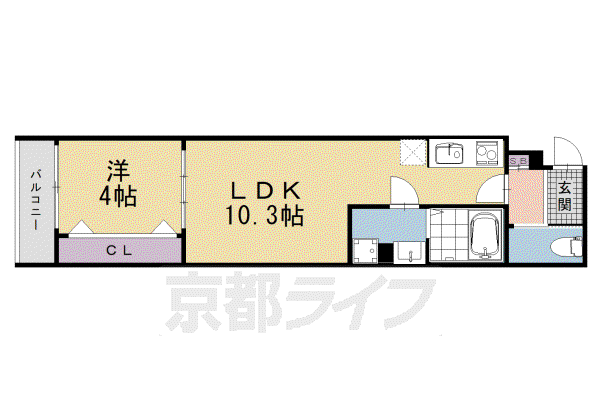 アイカーサ麩屋町(1LDK/2階)の間取り写真