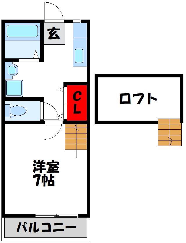 ガーデン恵比須C(1K/1階)の間取り写真