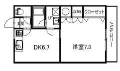 ハイツグリンサイド3(1DK/3階)の間取り写真