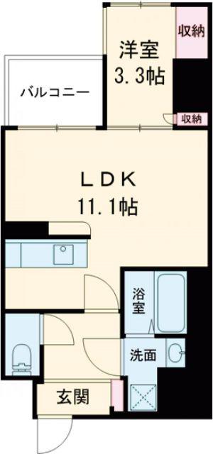 ショーンズ元町(1LDK/2階)の間取り写真