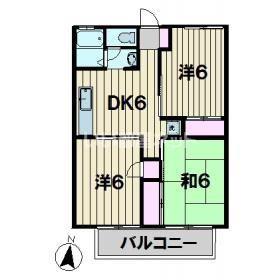 プリミエールくぬぎだC(3DK/2階)の間取り写真
