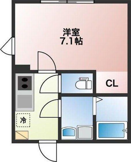 ブルーメ連坊(1K/1階)の間取り写真