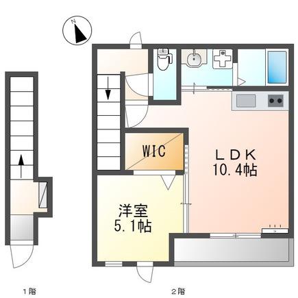 シャイン パレス(1LDK/2階)の間取り写真
