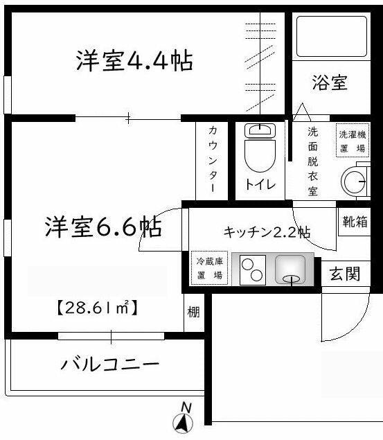 F-STAGE YOKOSUKA(2K/2階)の間取り写真
