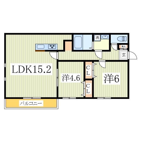 ピュアリティ柏の葉(2LDK/2階)の間取り写真