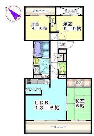 ハイツ東戸塚II(3LDK/2階)の間取り写真