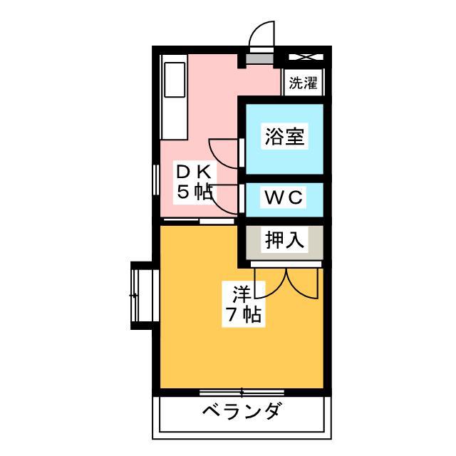 グリーンヒルA(1DK/4階)の間取り写真