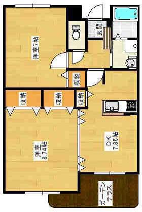K グランジュ(2LDK/2階)の間取り写真