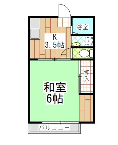 パナハイツイズミ(1K/2階)の間取り写真