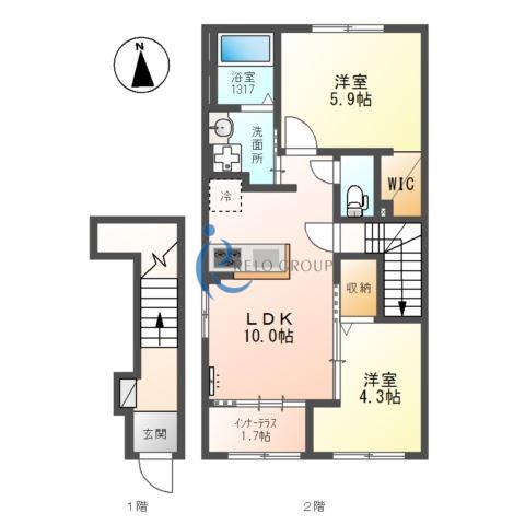 URARAKA(2LDK/2階)の間取り写真