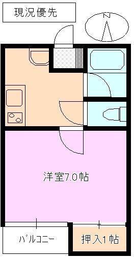 コーポワカツキ(1K/2階)の間取り写真