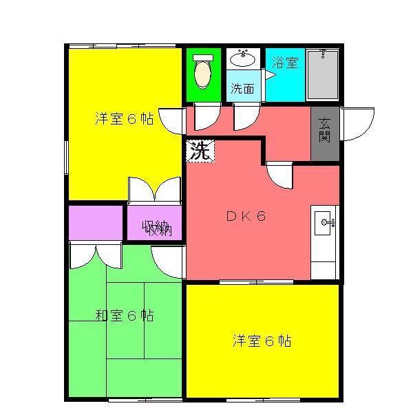 サンクリスタルパートⅠ(3DK/2階)の間取り写真