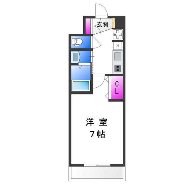 LUXE布施東(1K/2階)の間取り写真