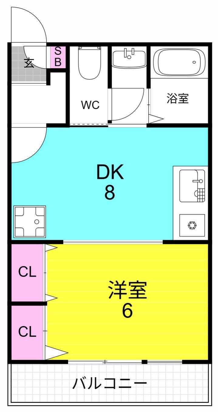ドムール甲子園(ワンルーム/3階)の間取り写真