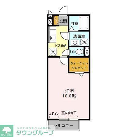 ディアコート(1K/2階)の間取り写真