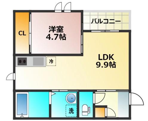 レガリストSJ花畑(1LDK/2階)の間取り写真