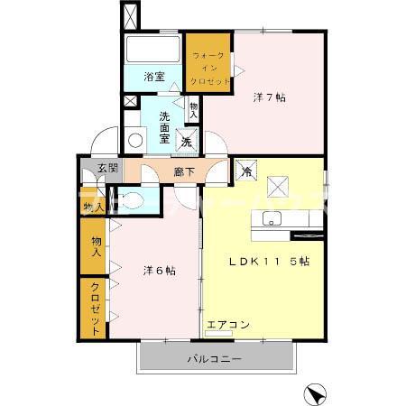 パークヒルズA(2LDK/1階)の間取り写真