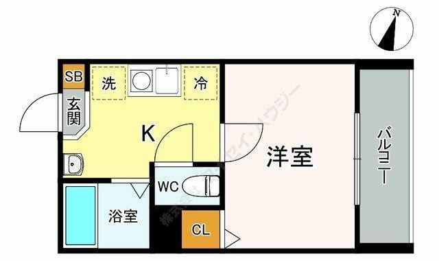 メルディア相模原(1K/2階)の間取り写真