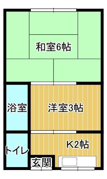 大浜荘(1DK/2階)の間取り写真